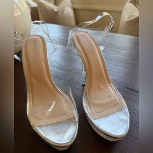 Benjamin Walk Touch Ups Clear Platform Heels | Size 9